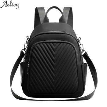 

Aelicy Backpack Pu leather women's striped waterproof nylon multi-function backpack bag ladies shoulder bag bag