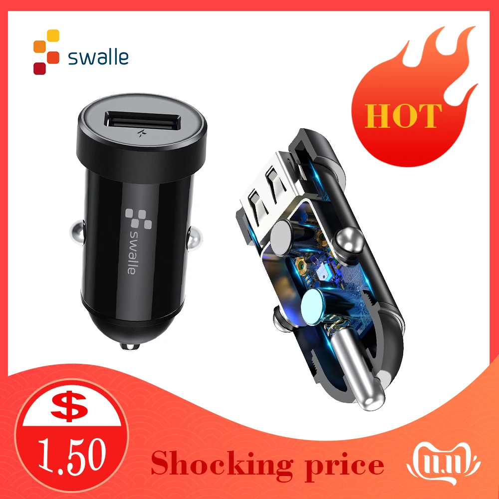 

Swalle Mini USB Car Charger For Mobile Phone Tablet GPS 2A Fast Charger Car-Charger USB Car Phone Charger Adapter in Car