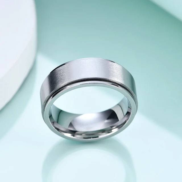 Anillo giratorio de 8mm para hombre, pulsera de boda de acero inoxidable inoxyable, anillo antiestrés para hombre, joyería deportiva informal, anillo Masculino