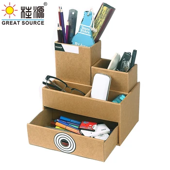 

Foldaway Office Stationery Organizer Composable Desk Top Stationeries Holder Corrugate Storage For Home Office Stationery(2PCS)