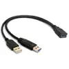 30cm USB 2.0 a Power Enhancer Y 1 Female to 2 Male Data Charge Cable Extension Cord(1pc) 6