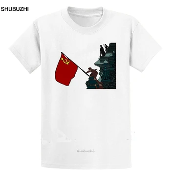 

Raising A Flag Over The Reichstag Cccp T Shirt Designing Over Size S-5XL Loose Summer Style New Male Leisure Short Sleeve Shirt