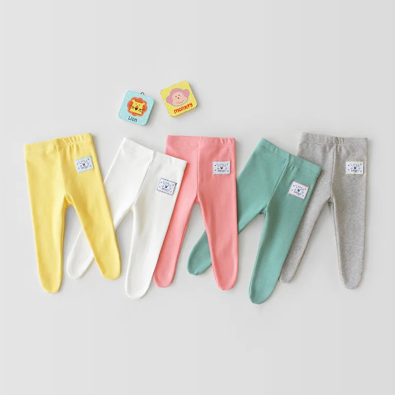 Штаны для новорожденных девочек хлопковые детские леггинсы с бантами осенние повседневные штаны для маленьких мальчиков и девочек брюки для малышей