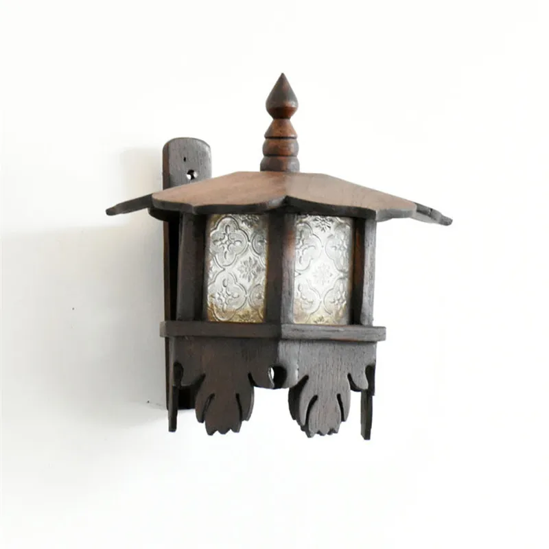 

WHYOU 1piece Hang Lampshade Wall Lamp Southeast Asia Furnishing Art Retro Handmade Unique Teak Wooden Home HoteL Decoration