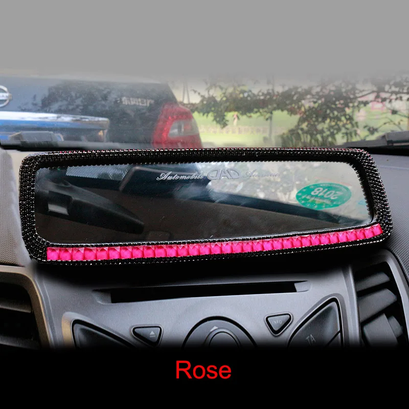 Bling Crystal Diamond Rhinestone Rear View Mirror Universal Wide Angle RearView Mirror Car Style Interior Rearview Mirrors