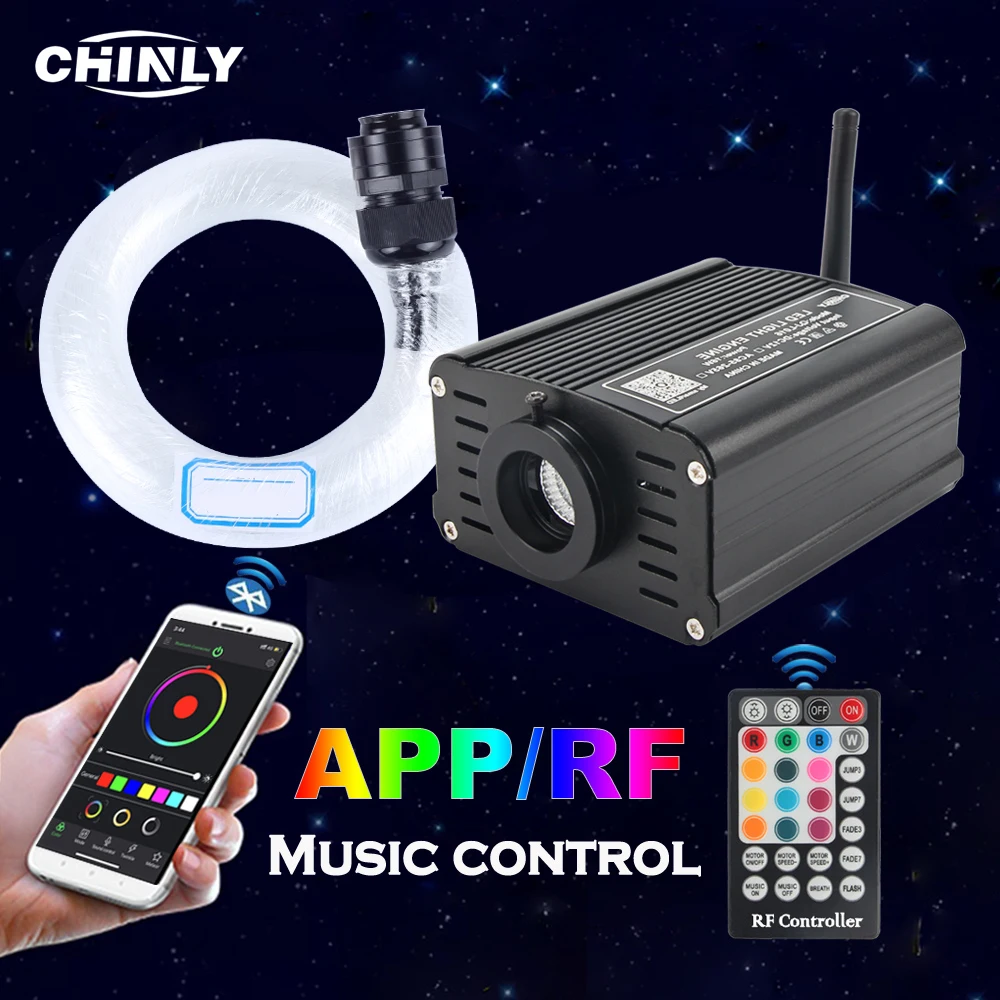 Оптоволоконные потолочные светильники Bluetooth APP с музыкальным управлением 16 вт RGBW