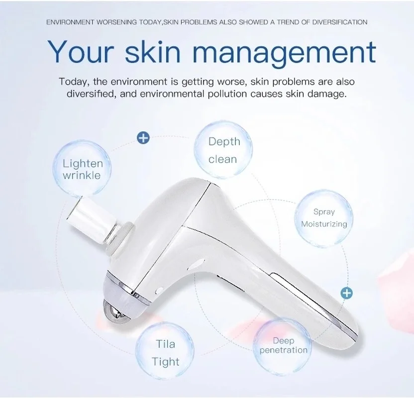 

5D Microcurrent Roller Massager Facial Lift Microcurrent Massager LED Photon Skin Rejuvenation Anti-Wrinkle Firming Nano Sprayer