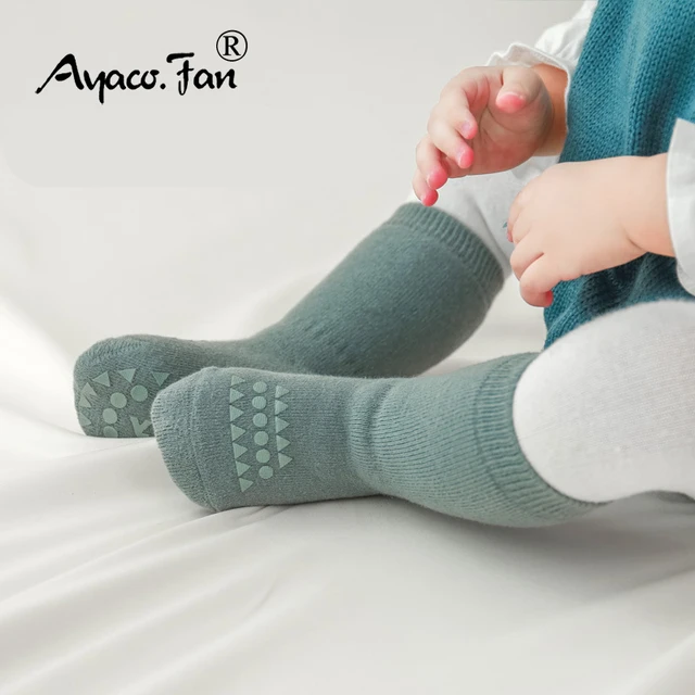 Calcetines de algodón para bebés y niñas, calcetines de algodón para recién  nacidos, antideslizantes, antideslizantes, para niños pequeños, hasta la