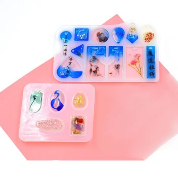 

Silicone Mold Star Round Bow Bone Rectangle Paw Charm Mold Resin Pendant Making Silicone Pendant