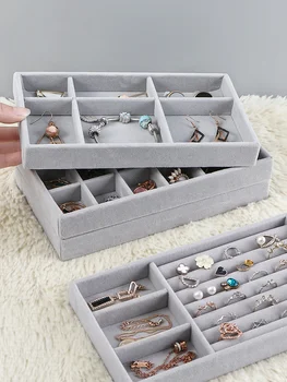

Velvet Jewelry Plate Fashion Flannel Square Jewelry Plate Organizer Flannel Jewelry Tray Necklace Earring Display Storage Box