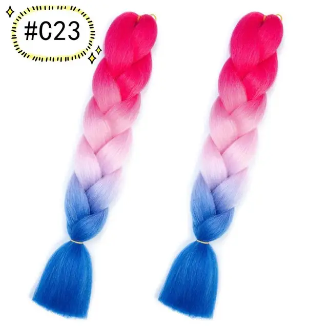 Jumbo Braiding Hair Extensions Kanekalon Braiding Hair 24 Inch Ombre Multiple Tone Colored Synthetic Hair for Women C23