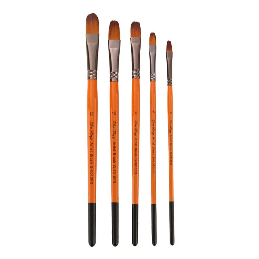Professional Paint Brushes Set 5pcs Artist Paintbrush Nylon Hair Wooden S8J0 