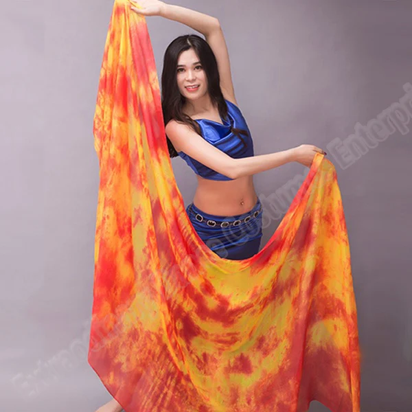 Women 100% Silk Veils Belly Dance Stage Performance 200cm 250cm 270cm Kids Adults Rainbow Light Silk Veils Customized 17 Color Colorful 20