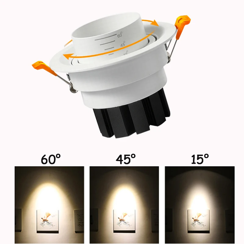 Beam Angle Adjustable 15/45/60 Degrees Recessed Led Downlight 5w 7w 10w