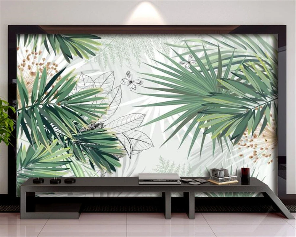 Настенные 3d обои на заказ скандинавский фон с ручной росписью тропических