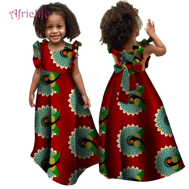 Летнее платье для девочек в африканском стиле; детское традиционное Хлопковое платье с рюшами и рукавами; платье для девочек с принтом в африканском стиле; WYT307 - Цвет: 15