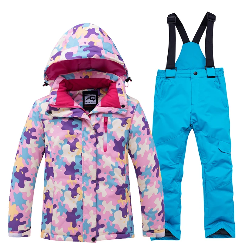Лыжные наборы для мальчиков и девочек лыжные костюмы куртка брюки дети теплый ветрозащитный водонепроницаемый для снега Сноубординг Детская уличная зимняя одежда
