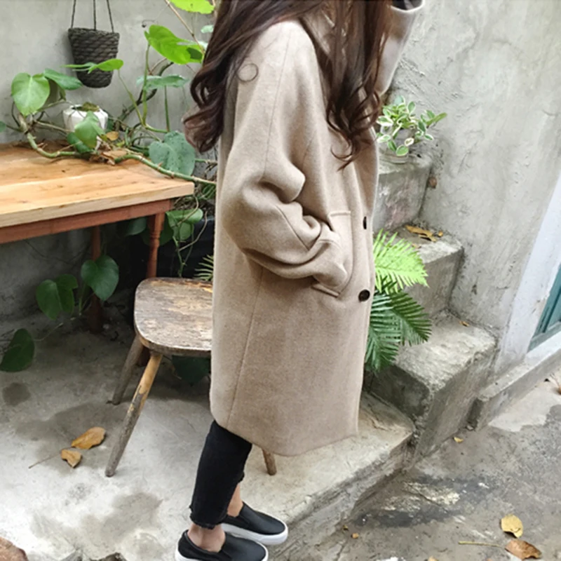 

New 2019 Blends Woolens Overcoat Female Coat Autumn Winter Coats And Jackets Women Plus size Coat Women's Wool Coats Long Tops