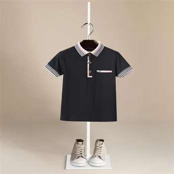 

2020 New Summer Boys T Shirt Fashion Turn Down Collar for Boy Cotton Short Sleeve Baby Girls T Shirt Children's Clothes Brand
