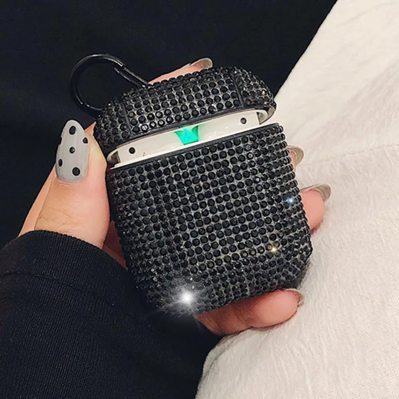 Блестящий чехол со стразами для беспроводных наушников с Bluetooth для AirPods 2, защитный чехол, аксессуары