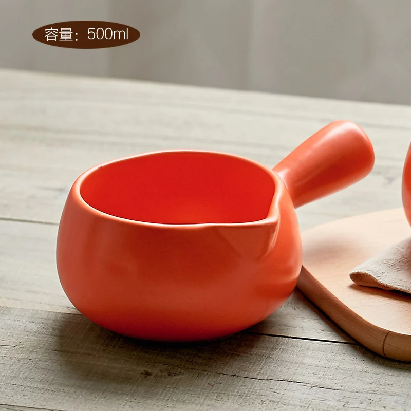 pink-500ml 500 мл-1000 мл керамический горшок для молока с одной ручкой антипригарное горячее молоко, Детская емкость для домашнего мини-горшки - Цвет: pink-500ml