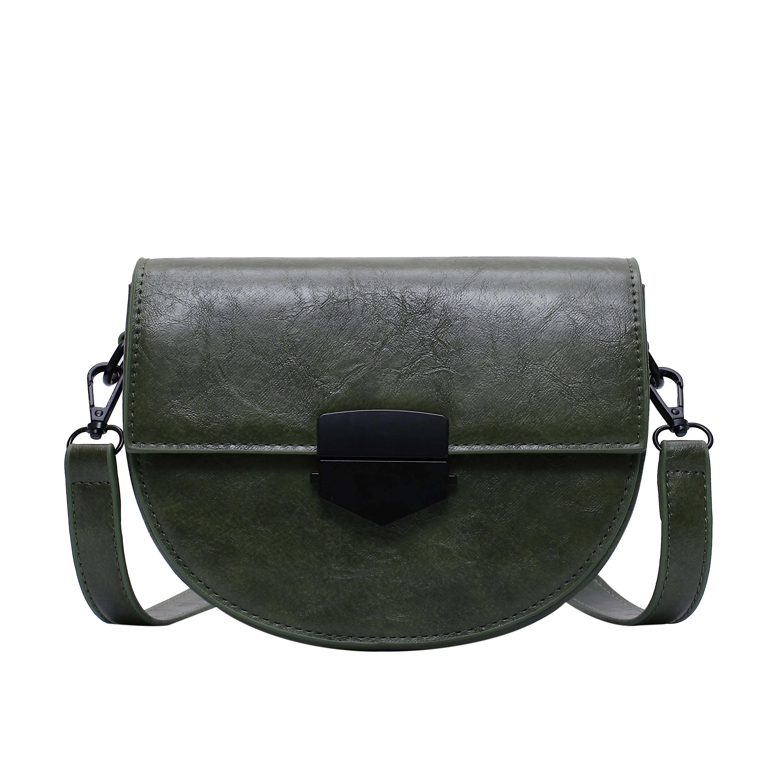 Solid Color PU Leather Saddle Bags For Women Small Crossbody Shoulder Messenger Bag Female Handbags and Purses