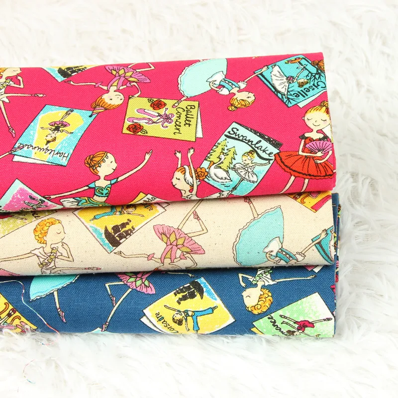 Половина ярда Плотная хлопковая ткань с танцующим принтом для девочек ручной работы DIY рот золотой пакет мешок Ткань хлопок B375