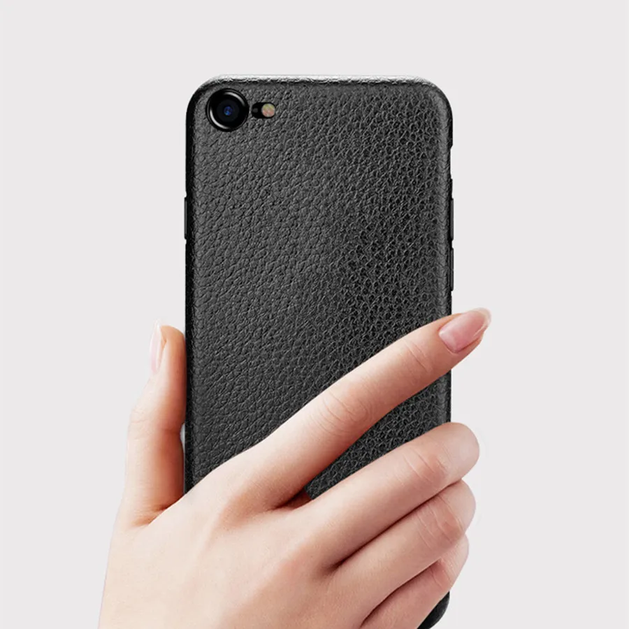 100Pcs/Lot Silm Litchi Leather Soft TPU Case For