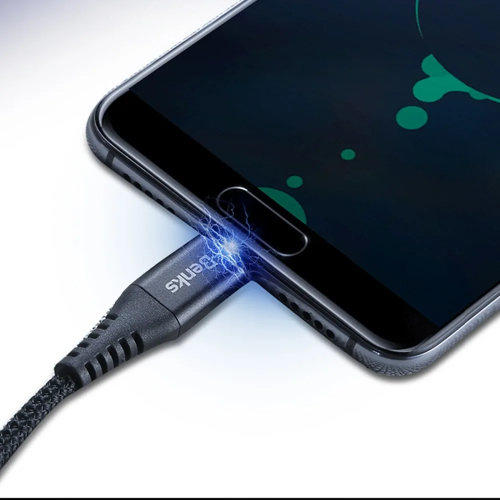 Benks 1,2 m 5V 3A USB кабель с нейлоновой оплеткой шнур USB к Тип-C Дата-кабель в нейлоновой оплетке для samsung huawei крепление для спортивной камеры Xiao Чехол для мобильного телефона