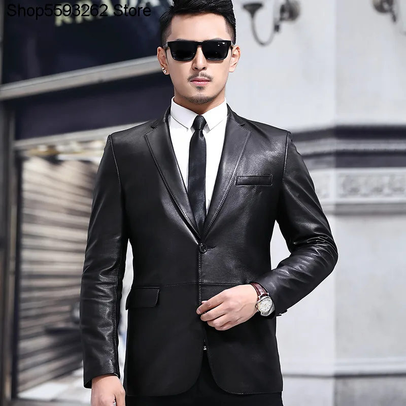 

Genuine Leather Leather Coat Male Trend Slim Fit Handsome Genuine Leather Suit Autumn Thin Leather Suit Coat