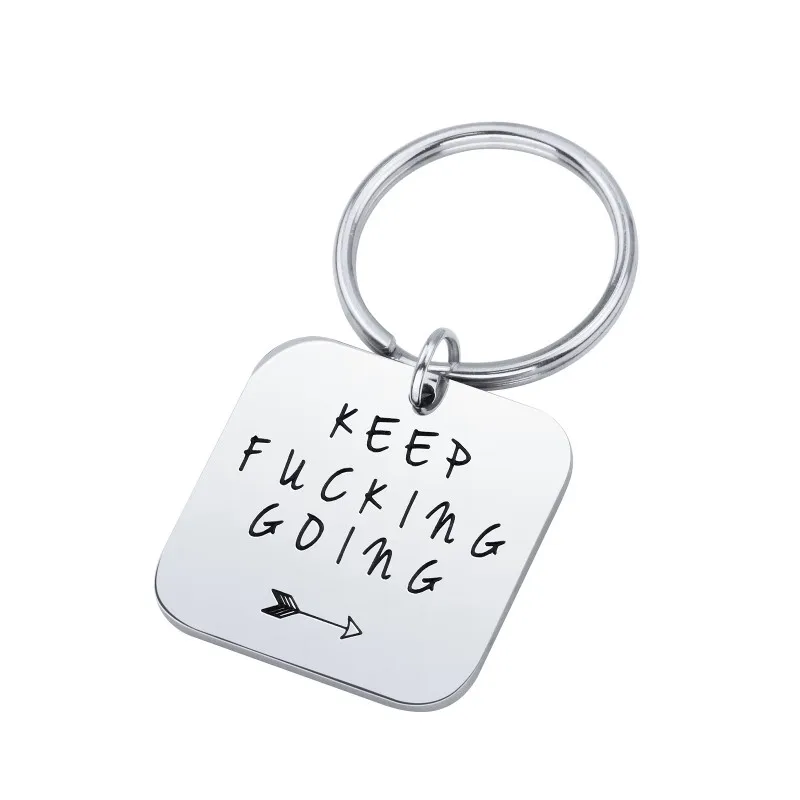 

Keep Going Keychain Stainless Steel Pearl Arrow Pendant for Women Men Friends Personalized Friendship Jewelry Key Chain