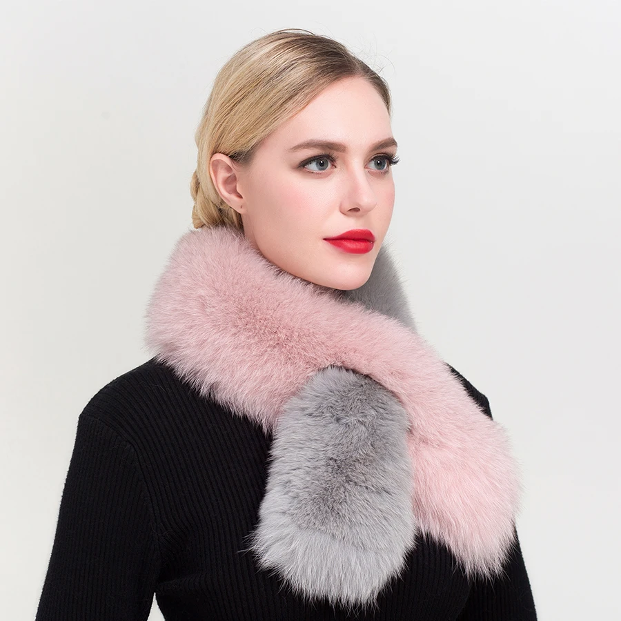 ZDFURS* хит модных продаж натуральным лисьим мехом шарфы Зимние женские плюшевые ярких цветов из натуральной шарфы из лисьего меха scaves - Цвет: 1