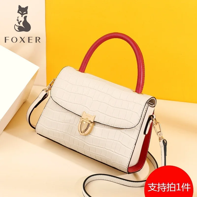 

Golden Fox Portable Bag Female 2019 Tide Contrast Color Single Shoulder Bag Crocodile Pattern Lock Small Bag Oblique Satchel