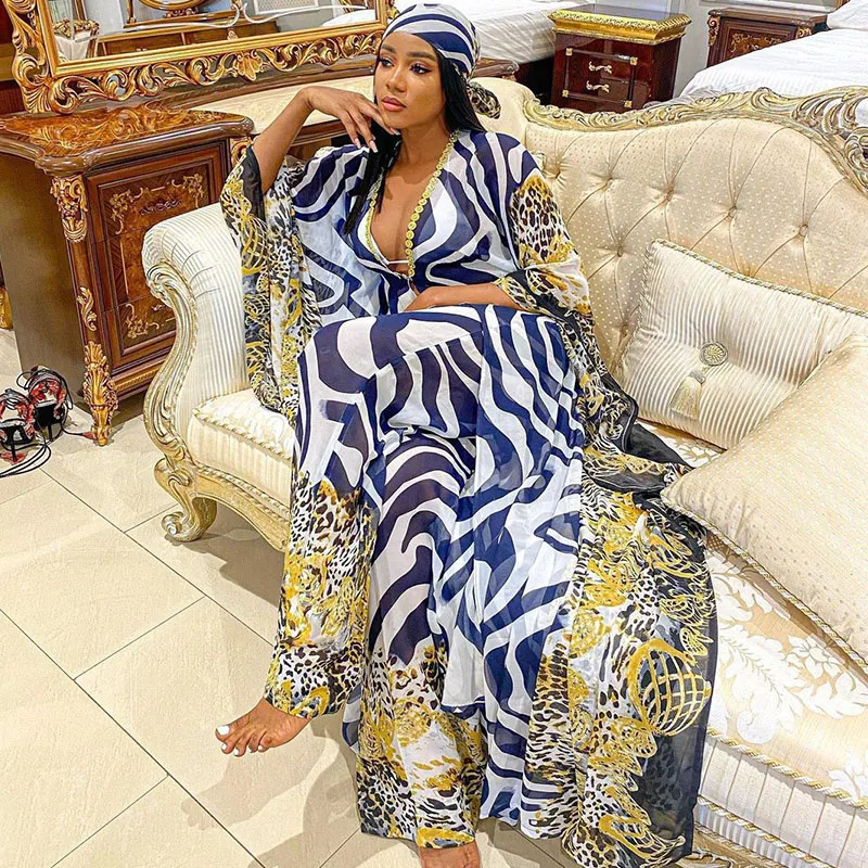 

Zebra Chiffon 2 Piece Sets Womens Outfits Matching Sets Cardigan Coat and Wide Leg Pants Suits Night Party Vacation Club Outfits