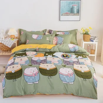 

Green Cartoon Animals Kid Bedding Sets 135×200，220×240 Duvet Cover Set Pillowcase 3pcs,Quilt Cover Double Queen King Bed covers