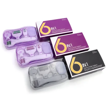 

Three-color 6 in 1 Microneedle Derma Roller Kit for Face and Body Titanium Dermaroller Micro Needle Facial Roller Skin Care Tool