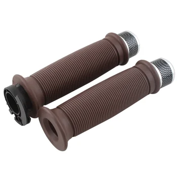 

7/8" 22mm Vintage Handlebar Hand Grip Brown Throttle Handle Grip Bar End Cap For Honda Yamaha Suzuki Royal KTM Cafe Racer