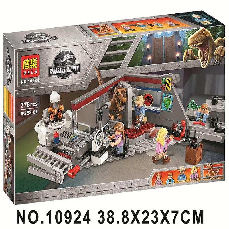 Дешево 10924, 378 штук, припаркованные в юрском стиле Велоцираптор, погоня, мир динозавров юрского периода, кирпичи, строительные блоки, игрушки, совмес...