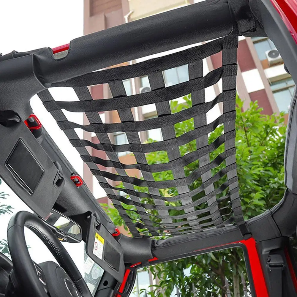 

Black Heavy Duty Cargo Net Cover For Jeep Wrangler Multifunctional Top Roof Storage Hammock Bed Rest Network Cover