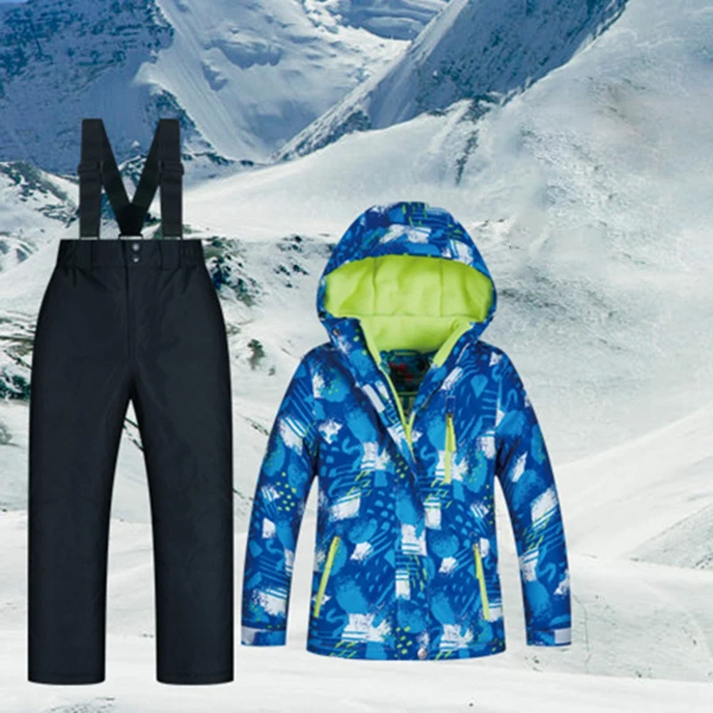 

Dropship-MUTUSNOW Kids Snow Jacket and Pants Waterproof Warm Thicken Winter Ski Snowsuit for Boys Skiing Snowboarding Outdoors