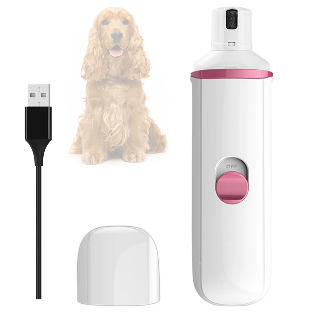 Electric Pet Nail Grinder Auto Cat Dog Nail Grooming File Professional Paws Grinder Clipper Trimmer Pet Grooming Pet Nail Care - Цвет: Розовый