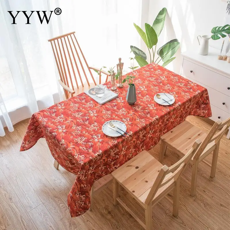 

Tablecloth Red Rectangular Table Cloth Tablecloths In Cotton Fabric For Wedding Decoration Banquet Home Decor Printed Tapete