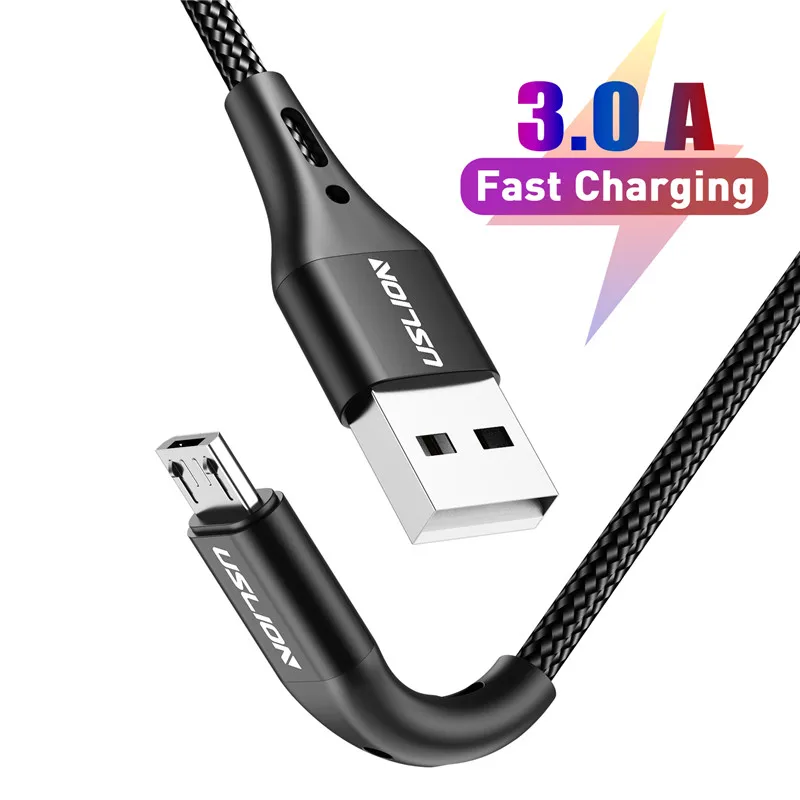 USLION 3m 3A Micro USB Cable For Xiaomi Redmi HTC USB Fast Charge Phone Charging Wire Cable For Samsung Android Phone Charger android charger cord Cables