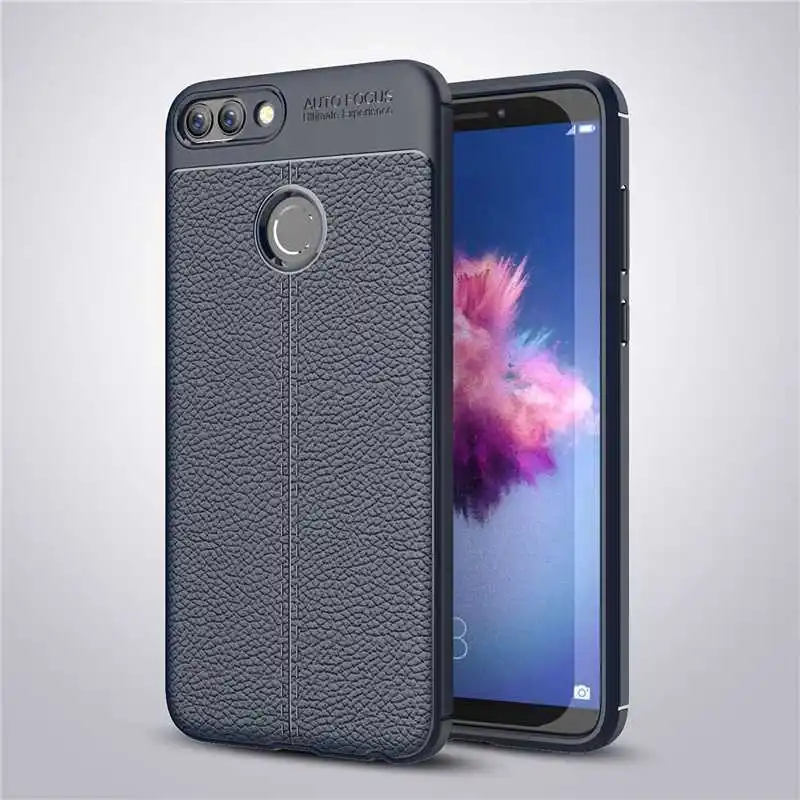 Mokoemi противоударный мягкий чехол с рисунком личи 5,6" для huawei P Smart чехол для телефона - Цвет: Navy Blue