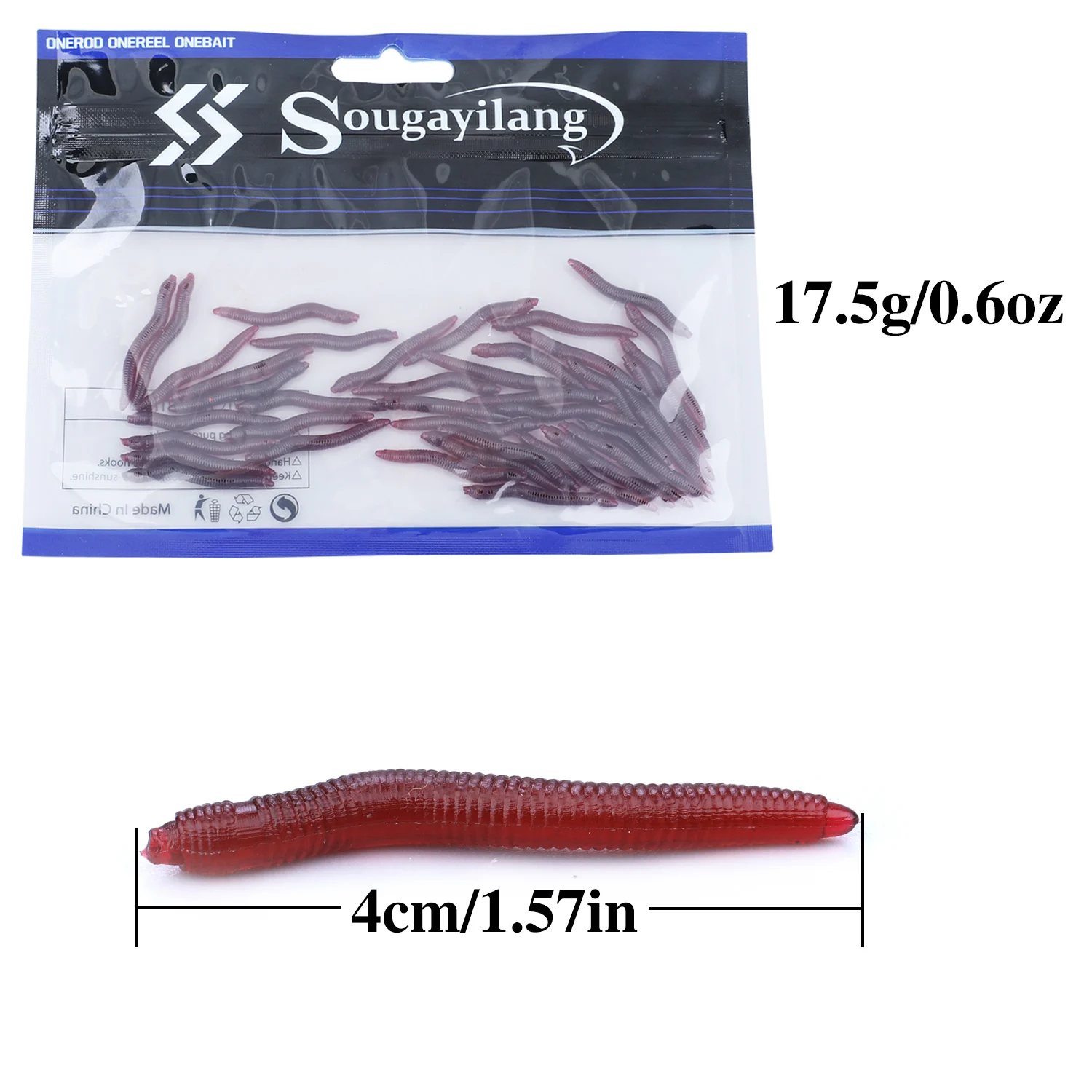 Sougayilang,, 50 шт., красная имитация, червь, приманки 4 см, Реалистичная Мягкая приманка, приманка для ловли карпа, набор, искусственные рыболовные снасти