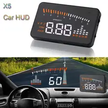 X5 автомобильный HUD Дисплей автомобиля OBD2 автомобильный измеритель скорости лобовое стекло проектор скорость вождения сигнал напряжения MPH км/ч дисплей