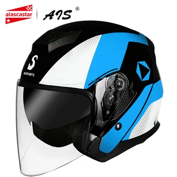 

AIS Motorcycle Helmet Open Face Helmets Scooter Motocross Moto Helmet Motorbike Crash Helmet Double Lens Visors Helmets Casco#