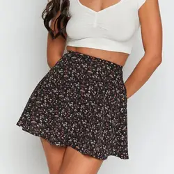 Moda senhora saia ruffled verão casual a linha babados saia feminina saia a linha saia curta