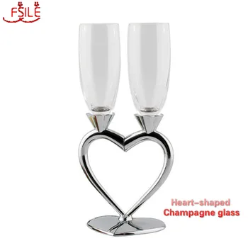 

Creative Heart-shaped Crystal Champagne Set Pair Glass Wedding Gift Party Cup Crystal Glass Bar Supplies Stemware