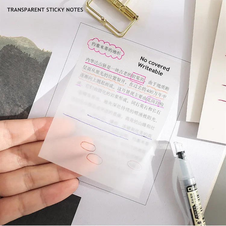 Minkys à prova dminágua pet transparente 50 folhas memorando papel nota pegajosa diário para fazê-lo lista de verificação papelaria escola